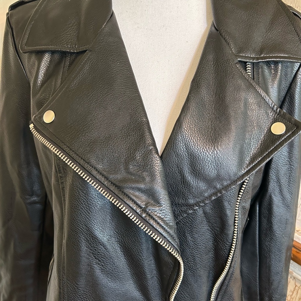 ASOS Faux Leather Moto Jacket with Asymmetrical Zipper - Picture 4 of 15